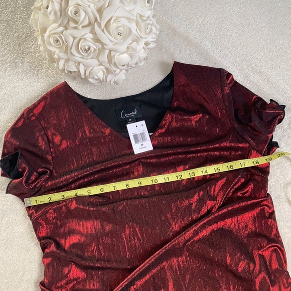 ❤️‍🔥 NWT Metallic Red Ruffle Cocktail Midi Dress - Picture 16 of 16